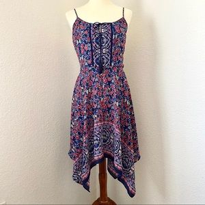 Xhilaration Handkerchief Hem Floral Dress Boho L